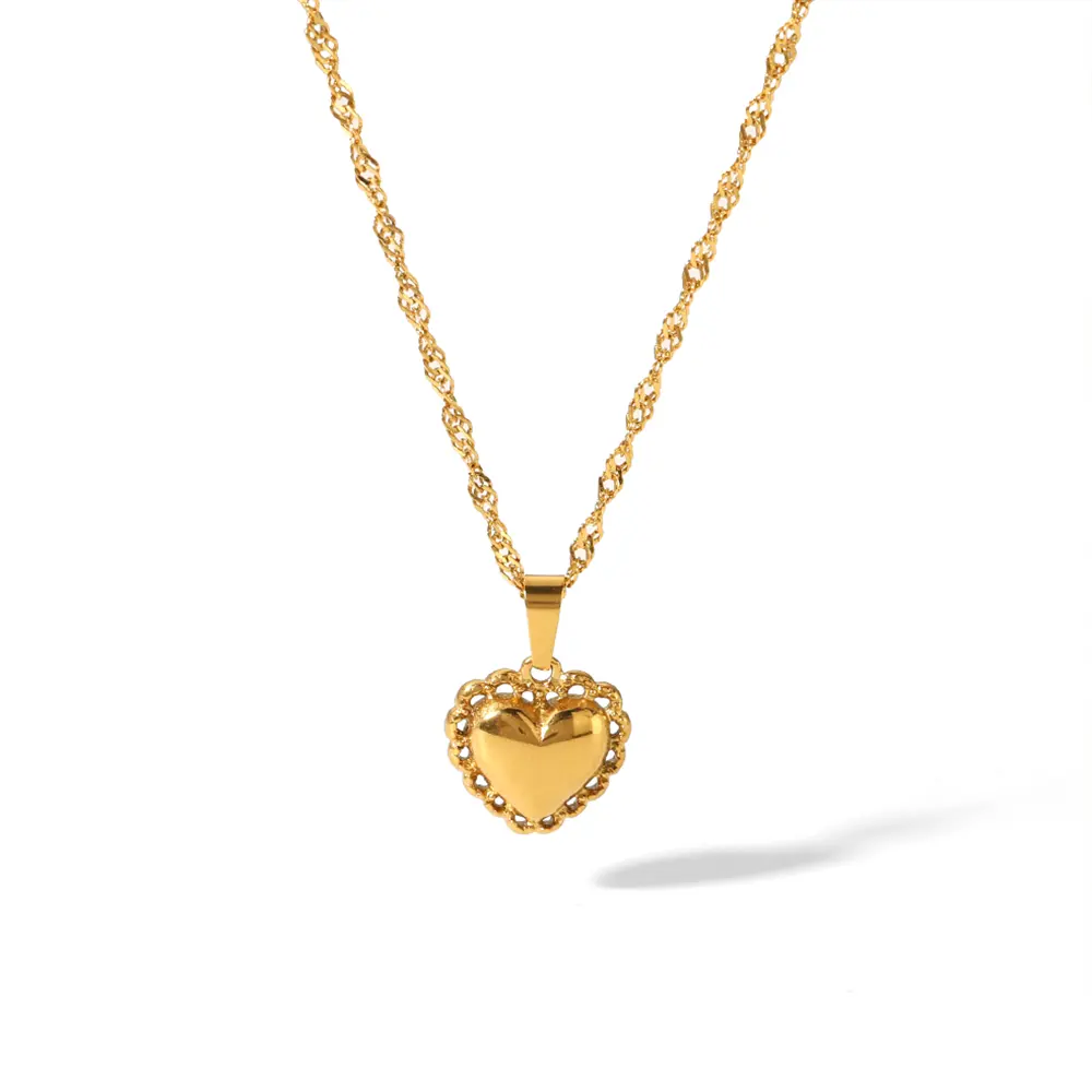 1 Piece Retro Classic Style Heart Shape Stainless Steel 18K Gold Plated Women's Pendant Necklaces h5 